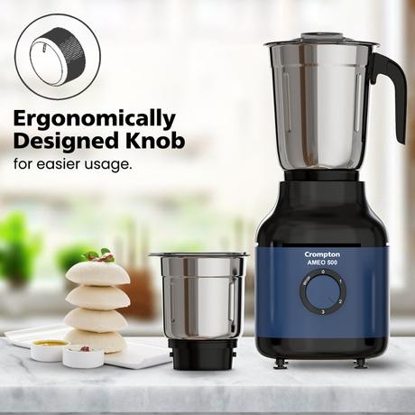 Crompton AMEO 500X 3 Jar Mixer Grinder 500 W, White and Blue-13