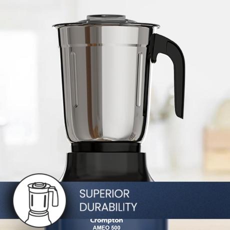 Crompton AMEO 500X 3 Jar Mixer Grinder 500 W, White and Blue-4