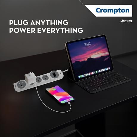 Crompton 3 sockets 6A One Socket of 16 A Surge Protector, White-1