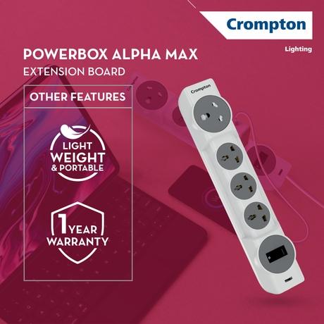 Crompton 3 sockets 6A One Socket of 16 A Surge Protector, White-3