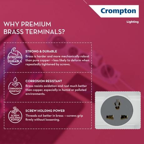 Crompton 3 sockets 6A One Socket of 16 A Surge Protector, White-4