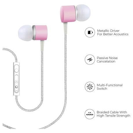 Crossloop Daily Fashion CSLE103 Wired Earphone with Ambient Noise Blocking, Pink-4