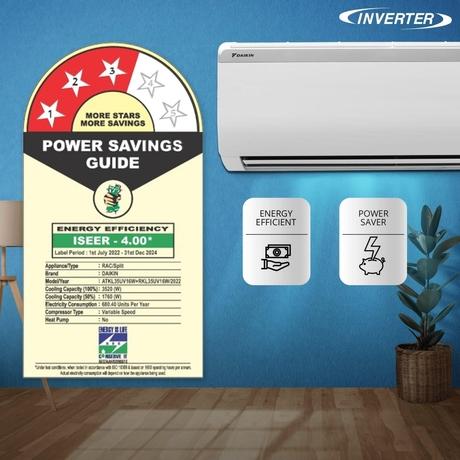 Daikin 1 Ton 3 Star ATKL35U Inverter Split AC (3D Airflow, 100 percent Copper, Hepta Sense, Triple Display, White, 2023-4