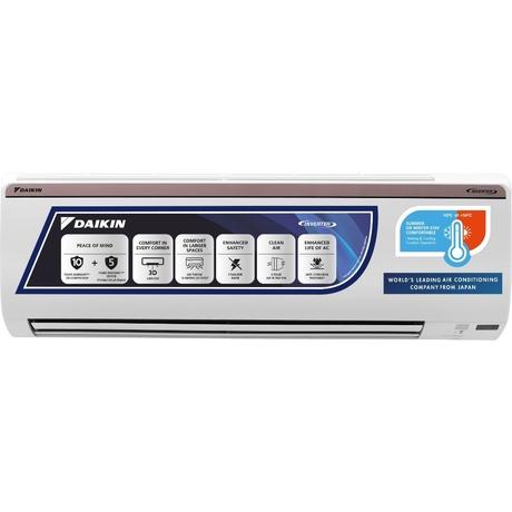 Daikin 1.5 Ton 3 Star FTHT50UV Inverter Split AC (3D Airflow, 100 percent Copper, Hepta Sense, PM2.5 Filter, White, 2023)-0