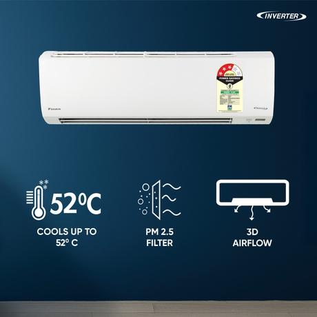 Daikin Premium 1.0 Ton 3 Star Inverter Split AC (Copper Condenser, ATKL35XV, White)-1