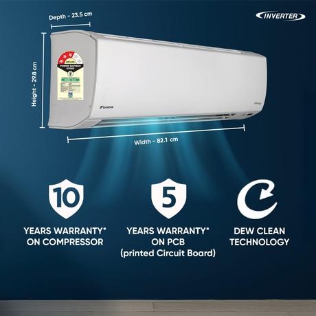 Daikin Premium 1.0 Ton 3 Star Inverter Split AC (Copper Condenser, ATKL35XV, White)-3