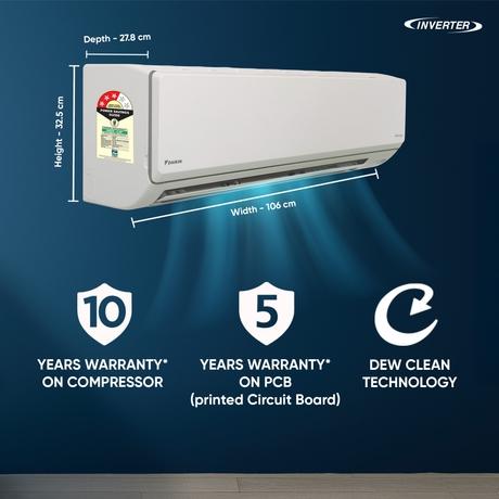 Daikin Premium 2.0 Ton 3 Star Inverter Split AC (Copper Condenser, FTKL71XV, White)-3
