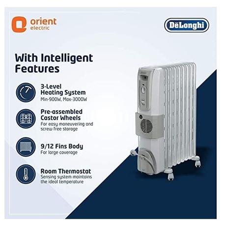 Buy Delonghi KH770925V 2500W Oil Filled Room Heater with 9 Fins