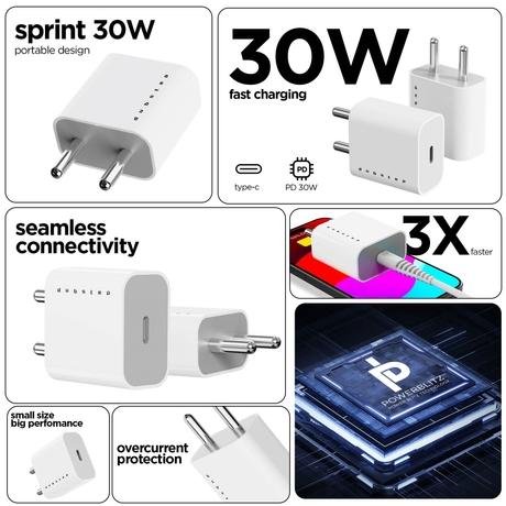 NU Republic Dubstep Sprint All-in-one 30W 6A Charger with Type-C to Type-C Cable Supports Samsung, Xiaomi Phones,Nothing, all android and iPhone (White, Red, Cable Included)-8