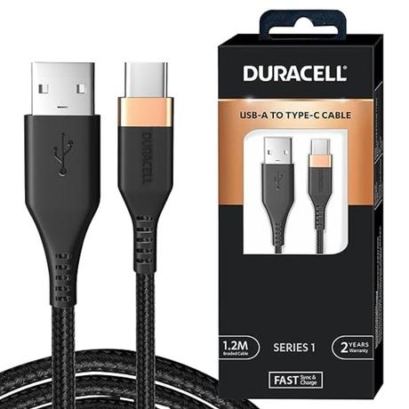 Duracell 3 A Fast Charging Type A to Type C Power Cable, Black-0