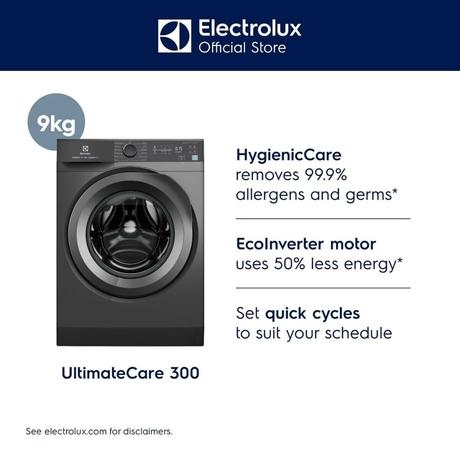 Electrolux 9 kg Front Load Fully Automatic Washing Machine, 1200 RPM, HygienicCare, EcoInverter motor, Quick cycles, Adjust Tempratures (EWF9024M3SB)-6