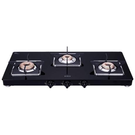 Elica 773 CT Vetro Slim Line SPF Cooktop with 3 Brass Burners, Black-1