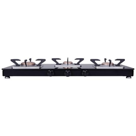 Elica 773 CT Vetro Slim Line SPF Cooktop with 3 Brass Burners, Black-3