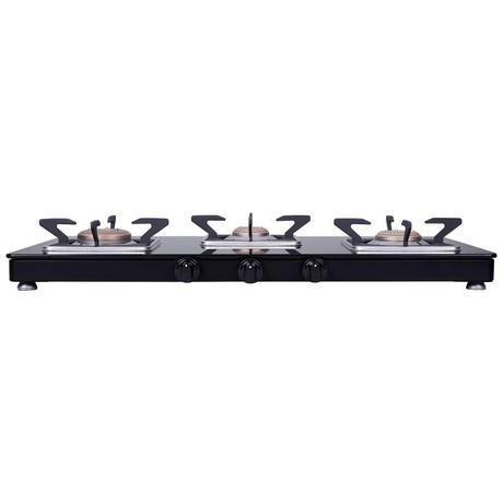 Elica 773 CT Vetro Slim Line SPF Cooktop with 3 Brass Burners, Black-4