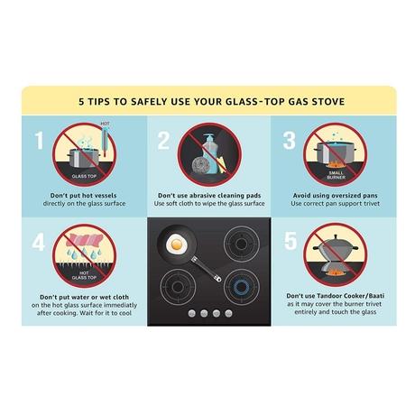 Elica 773 CT Vetro Slim Line SPF Cooktop with 3 Brass Burners, Black-5