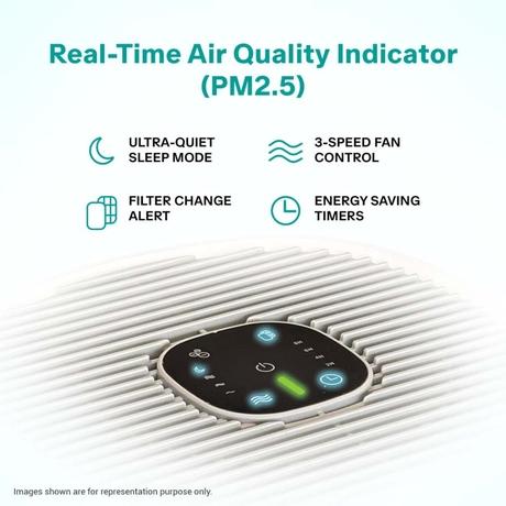 Eureka Forbes 270 Air Purifier for Home, True HEPA H13 Filter & Real-time AQI Indicator, 1.5-2 Yrs Filter Life, Removes 99.97 percent PM2.5, Dust, Allergens, Bacteria & Pollen, Covers 365 Sq. Ft (Ideal for bedrooms)-4