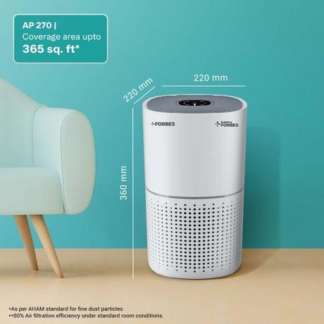 Eureka Forbes 270 Air Purifier for Home, True HEPA H13 Filter & Real-time AQI Indicator, 1.5-2 Yrs Filter Life, Removes 99.97 percent PM2.5, Dust, Allergens, Bacteria & Pollen, Covers 365 Sq. Ft (Ideal for bedrooms)-6