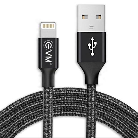 EVM CM09 Lightning Charge and Sync Cable, Premium Nylon Braided Cable, 2.4 Amp Fast Charging, Super Fast data transfer, 120 cm (1.2 m) Length, Compatible with iOS Devices, Black-3
