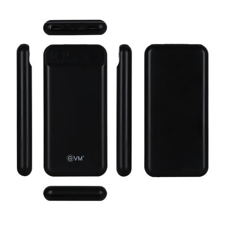EVM Encharge P0109 10000 mAh Power Bank, Li-polymer, Short Circuit Protection, LED Indicator, Over Current Protection, USB, Micro-USB, Type-C Ports, Over Temperature and Voltage Protection, Short Circuit and Over Current Protection, Black-2
