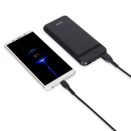 EVM Encharge P0109 10000 mAh Power Bank, Li-polymer, Short Circuit Protection, LED Indicator, Over Current Protection, USB, Micro-USB, Type-C Ports, Over Temperature and Voltage Protection, Short Circuit and Over Current Protection, Black-7