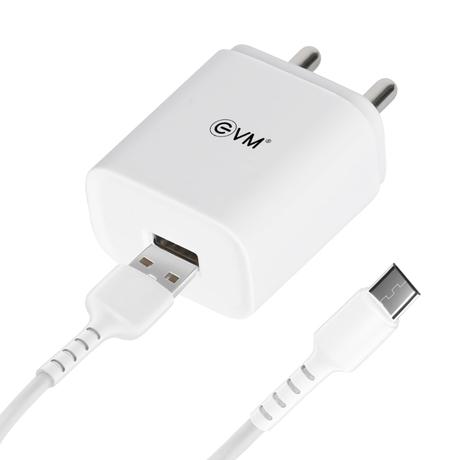 EVM Charger with Micro Cable CH01, 5 V fast Charger, Over Current Protection, Short Circuit Protection, Surge Protection, Smart IC Technology, 120 cm (1.2 m) length, White-0