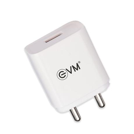 EVM Charger with Micro Cable CH01, 5 V fast Charger, Over Current Protection, Short Circuit Protection, Surge Protection, Smart IC Technology, 120 cm (1.2 m) length, White-1