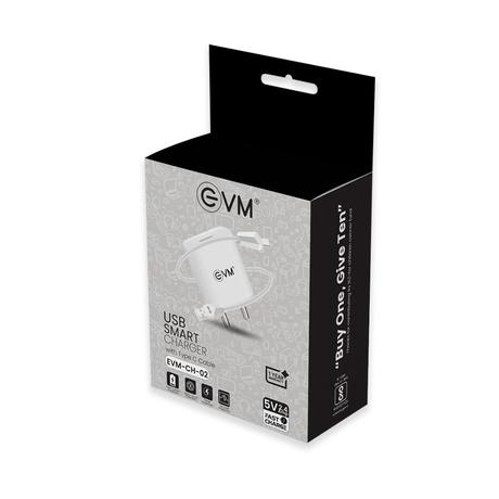 EVM USB Smart Charger with Type-C Cable, 5 V Fast Charging, 2.4 A Output, Smart IC technology, Over Current Protection, Short Circuit Protection, Surge Protection, No load Protection, Compatible with all C-type devices, White-6