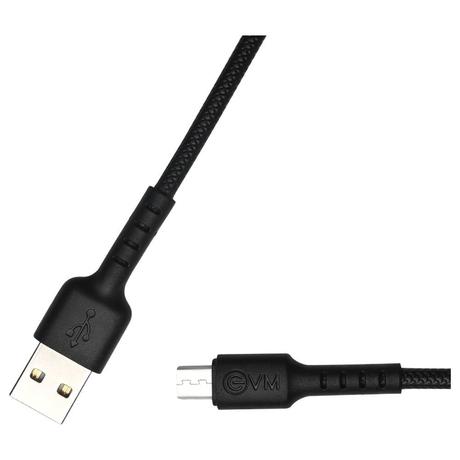EVM Micro USB Charge & Sync Cable, 100 cm (1 m) length, 4 Amp Stronger, Compatible with all Micro USB Devices, Sturdy and Durable, Tangle free, Temperature Protection, 10000+ Bend Lifespan, Over Temperature Protection, Built-in 56K resistance, Black C-011-1
