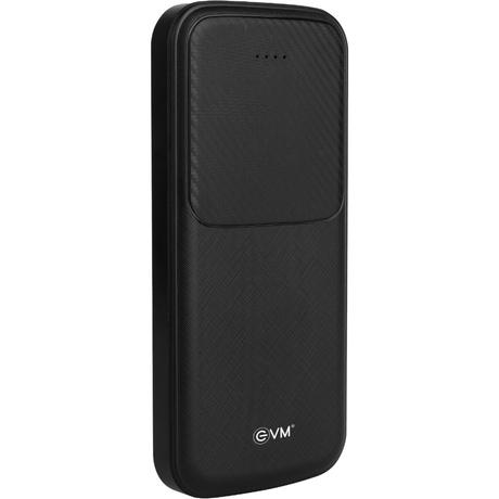 EVM Enjoy 10000 mAh Power Bank, LED indicator, Micro USB & Type-C Input, 2 USB- A Ports, Overvoltage protection, Anti Scratch & Anti Stain, Compatible With Android and iOS, Black, EVM-P0405-0