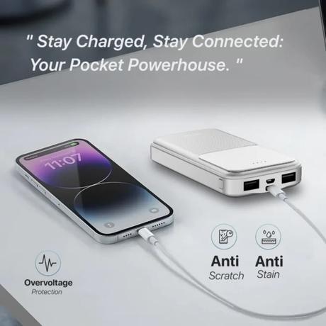 EVM Enjoy 10000 mAh Power Bank, White, EVM-P0405-2