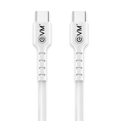 EVM Type-C to Type-C Charging Cable, 100 cm (1 m) Length, 4 Amp strongest pure copper core, 10000+ Bend Lifespan, Compatible with Phones, Laptop, Tablets, Super fast data transfer, White, EVM-CC-02-0