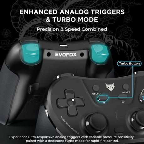 Evofox OneS Tri-Mode Wireless Gamepad Gaming Controller, Black-6