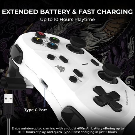Evofox OneS Tri-Mode Wireless Gamepad Gaming Controller, White-6