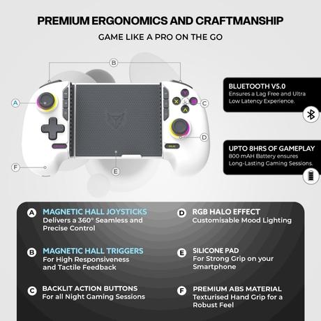 Evofox Deck 2 Smartphone Gamepad Gaming Controller, White-3