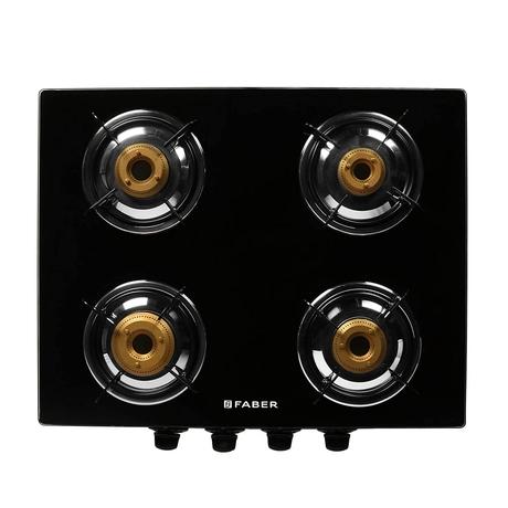 Faber JUMBO 4BB Glass Top Kitchen Hob with 4 Brass Burners, Manual Ignition, Black-2