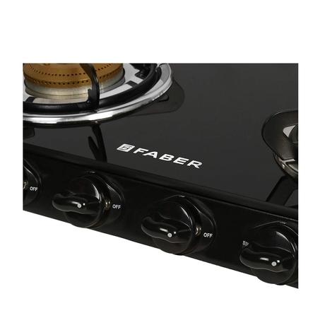 Faber JUMBO 4BB Glass Top Kitchen Hob with 4 Brass Burners, Manual Ignition, Black-3