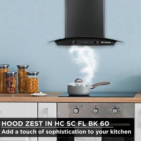 Faber ZEST DLX IN HC SC FL BK 60 Kitchen Hood, Black-3