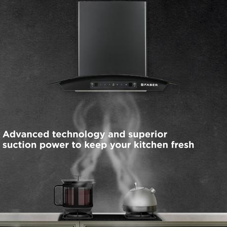 Faber ZEST DLX IN HC SC FL BK 60 Kitchen Hood, Black-4