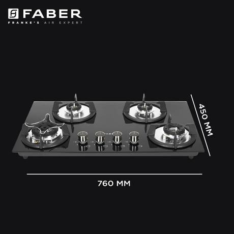 Faber Superia HT764 Auto Ignition 4 Brass Burners Cooktop-4