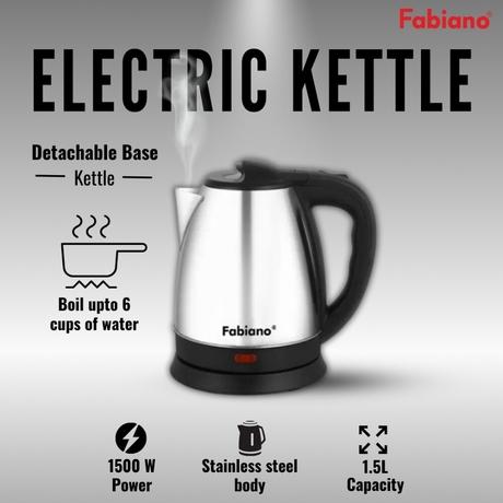 Fabiano Platinum Electric Kettle 1.5L With 1 Year Warranty-1
