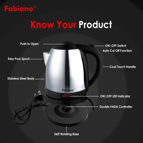 Fabiano Platinum Electric Kettle 1.5L With 1 Year Warranty-5