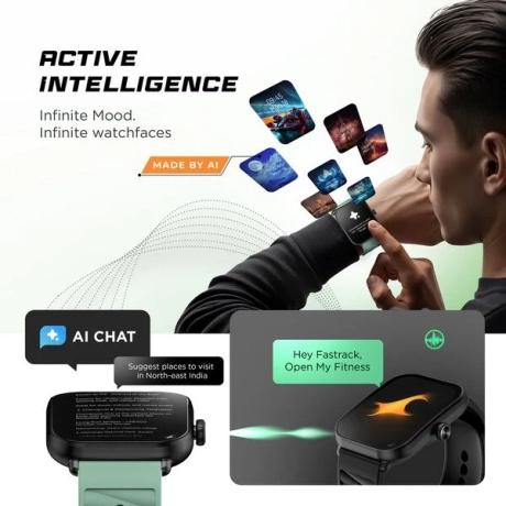 Fastrack Mynd Collection Smartwatch with Stunning 49 mm (1.93 inch) Curved AMOLED Display Crisp visuals with sleek 2.5D graphics for an immersive viewing experience.-1