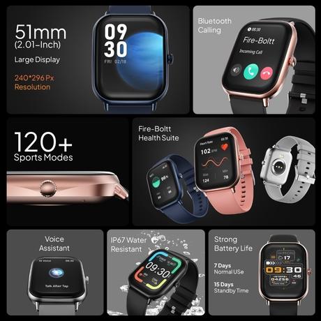 Fire-Boltt Newly Launched Ninja Call Pro Max 5.10 cm (2.01 Inch) Display Smart Watch, Bluetooth Calling, 120 Plus Sports Modes, Health Suite, Voice Assistance-1