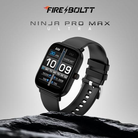 Fire-Boltt Ninja Pro Max Ultra Smartwatch , 5.10 cm (2.01 inch) HD Display, Bluetooth Calling , Upto 8 Days Battery, 123 Sports Modes, Built-in Speaker & Mic, IP68 Water Resistant, AI Voice Assistant (Black)-1