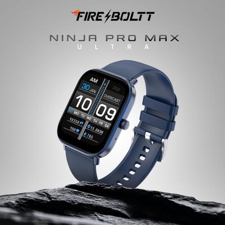 Fire-Boltt Ninja Pro Max Ultra Smartwatch , 5.10 cm (2.01 inch) HD Display, Bluetooth Calling , Upto 8 Days Battery, 123 Sports Modes, Built-in Speaker & Mic, IP68 Water Resistant, AI Voice Assistant (Blue)-1