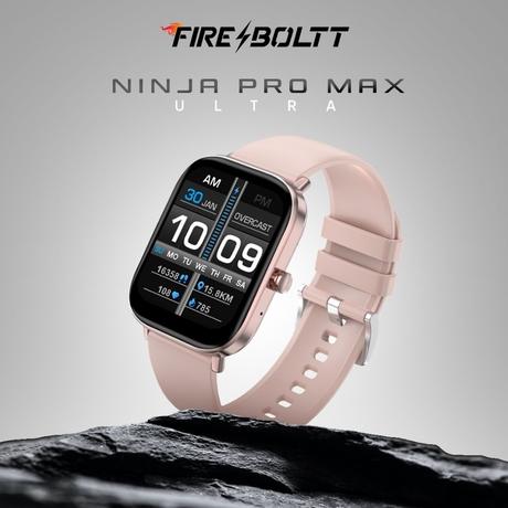 Fire-Boltt Ninja Pro Max Ultra Smartwatch , 5.10 cm (2.01 inch) HD Display, Bluetooth Calling , Upto 8 Days Battery, 123 Sports Modes, Built-in Speaker & Mic, IP68 Water Resistant, AI Voice Assistant (Pink Gold)-1