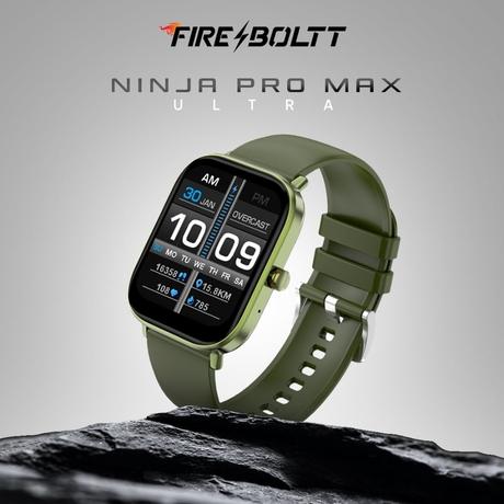 Fire-Boltt Ninja Pro Max Ultra Smartwatch , 5.10 cm (2.01 inch) HD Display, Bluetooth Calling , Upto 8 Days Battery, 123 Sports Modes, Built-in Speaker & Mic, IP68 Water Resistant, AI Voice Assistant (Olive Green)-1