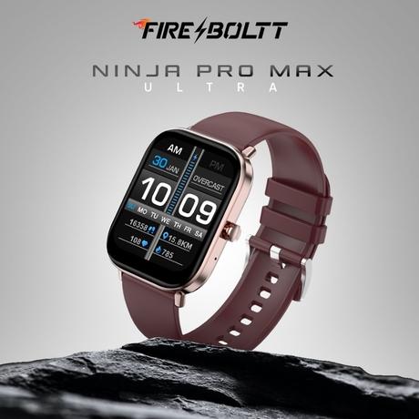 Fire-Boltt Ninja Pro Max Ultra Smartwatch , 5.10 cm (2.01 inch) HD Display, Bluetooth Calling , Upto 8 Days Battery, 123 Sports Modes, Built-in Speaker & Mic, IP68 Water Resistant, AI Voice Assistant (Rose Gold)-1