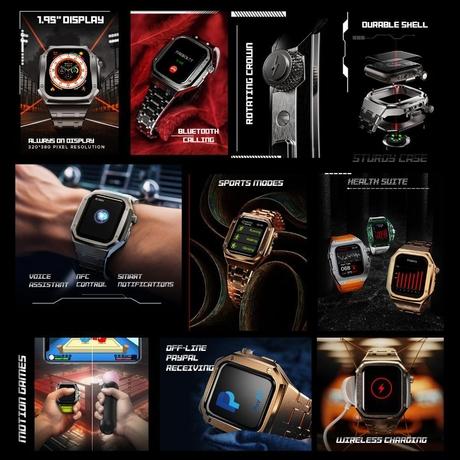 Fire-Boltt Elemento Smartwatch, Gold-2