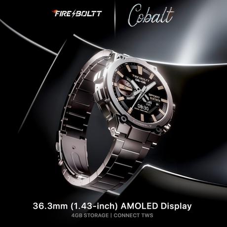 Fire-Boltt Cobalt 3.63 cm (1.43 inch) AMOLED Display, BT Call, 300+ Sports Modes, 4 GB Storage, IP67 Smartwatch, Gun Grey-1